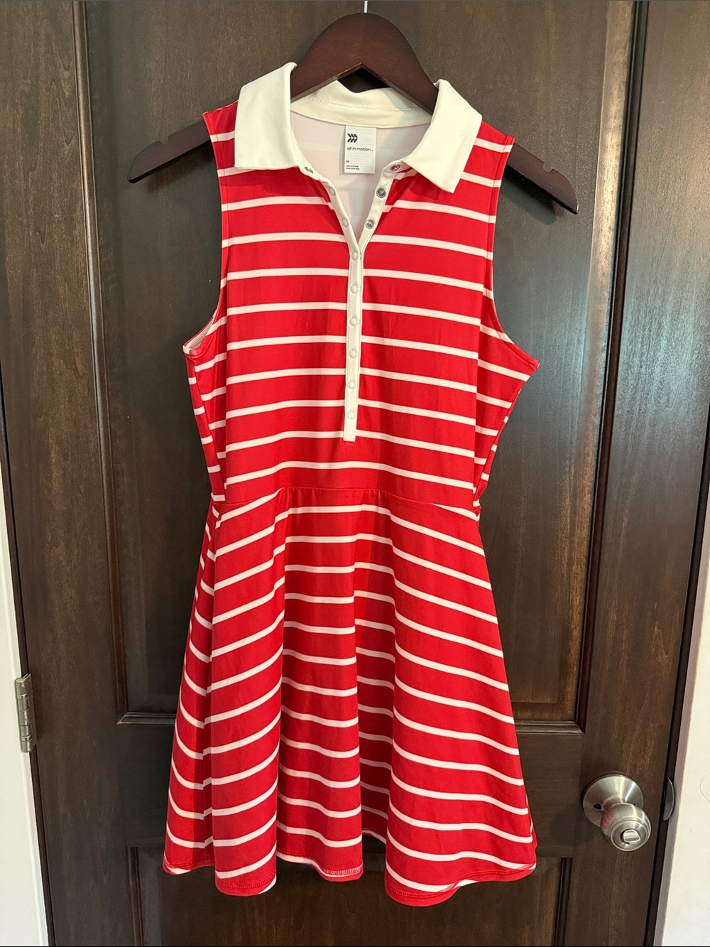 all in motion Red & White Striped Sleeveless Polo Dress